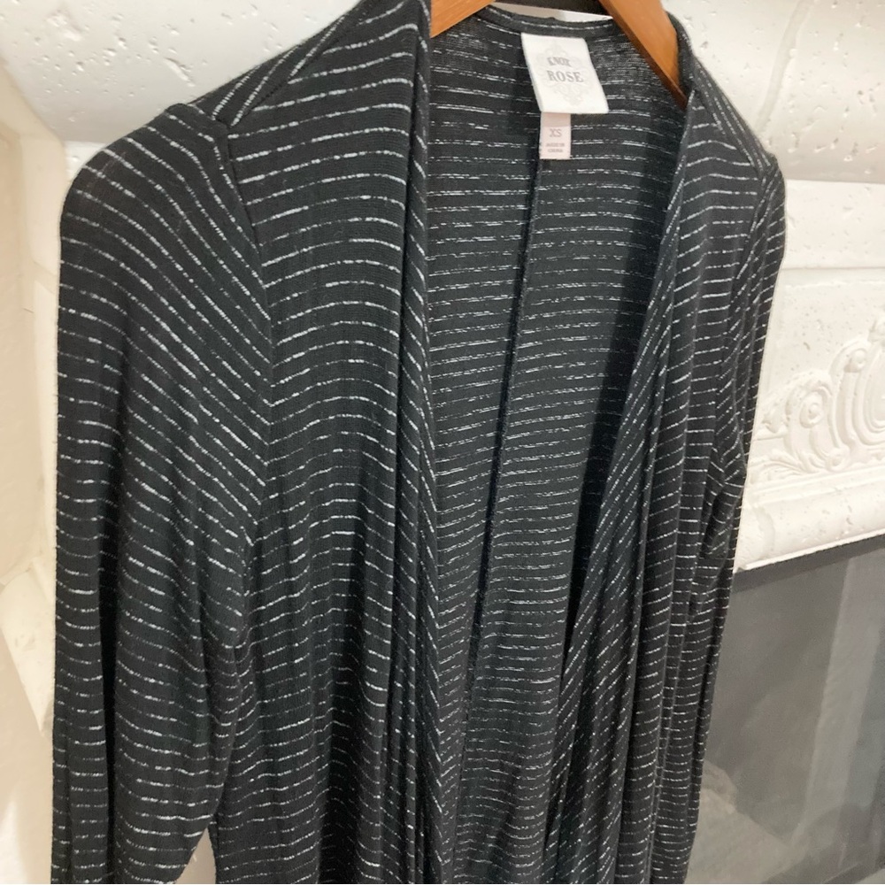 Black and White Open Cardigan Long Tunic Knox Rose Size XS - S - Picture 3 of 8